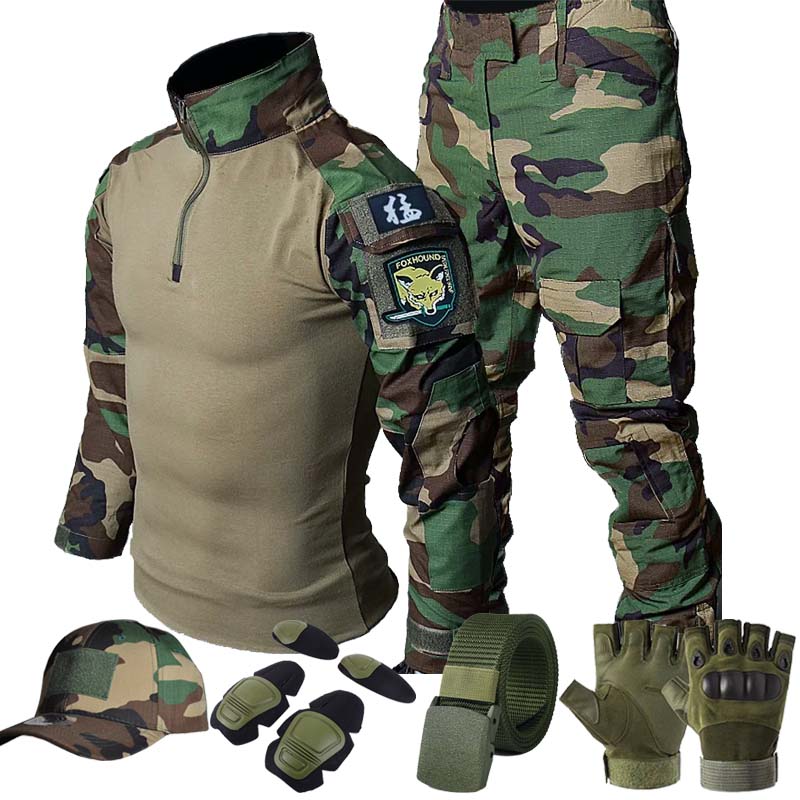Hunting Outdoor Clothing - Tactical Cargo Uniform Jungle Green Set