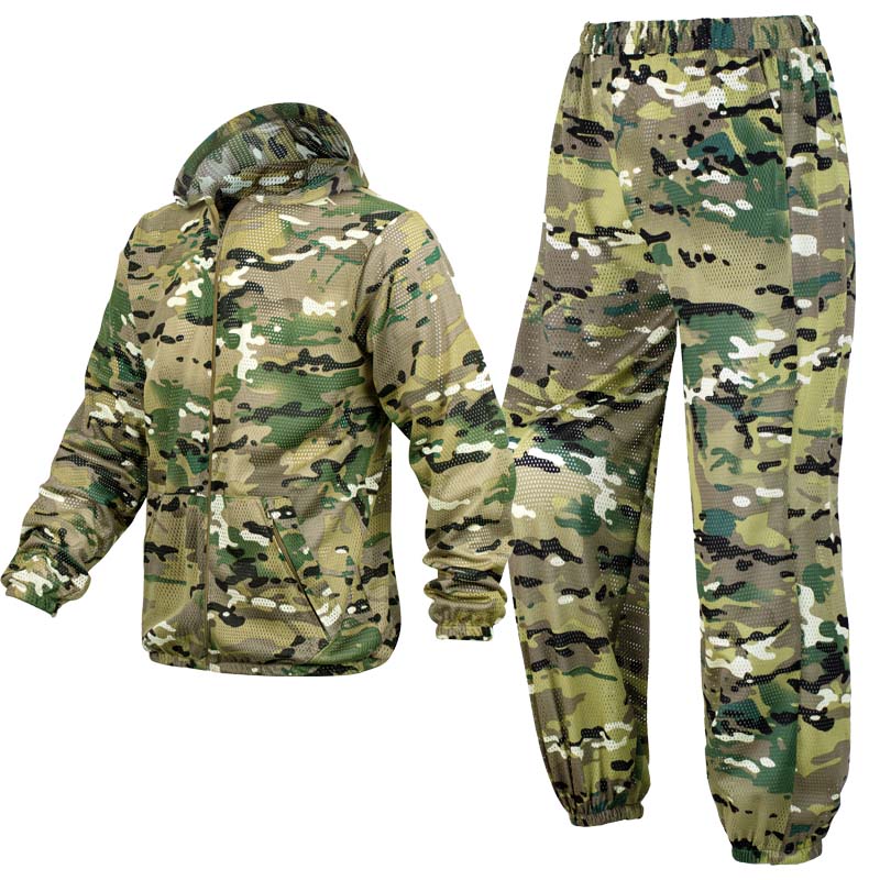 Hunting Outdoor Clothing - Summer Cool Camouflage Suit Mesh Hooded